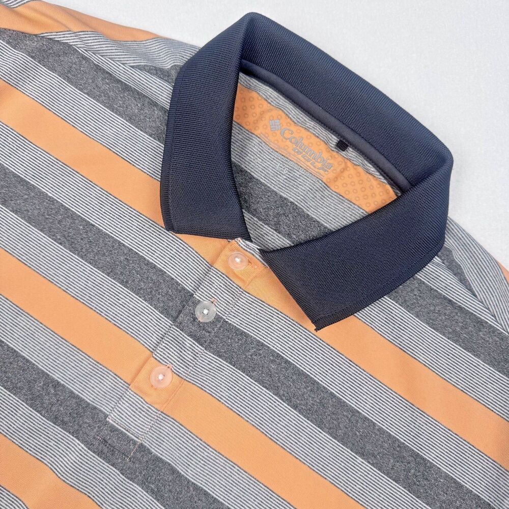 Columbia Polo Shirt Men's Large Striped Omni Freeze Zero Short Sleeve Golf